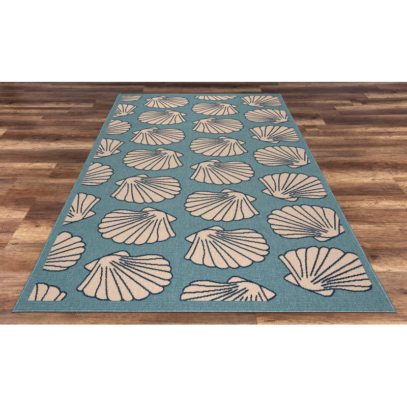Tapis intérieur / extérieur bleu Hodgson, Rectangle 5 pi 3 po x 7 pi 7 po
