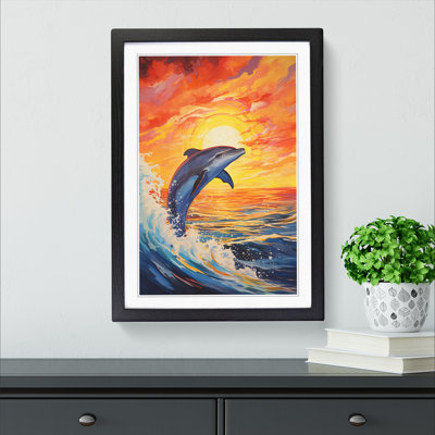 Dolphin Expressionism - Single Picture Frame Print on Wood