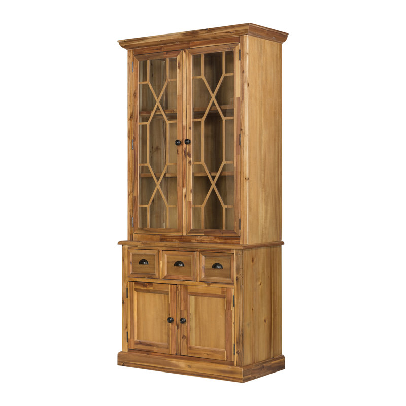 Cabinet with Glass Cabinet Doors, Brown