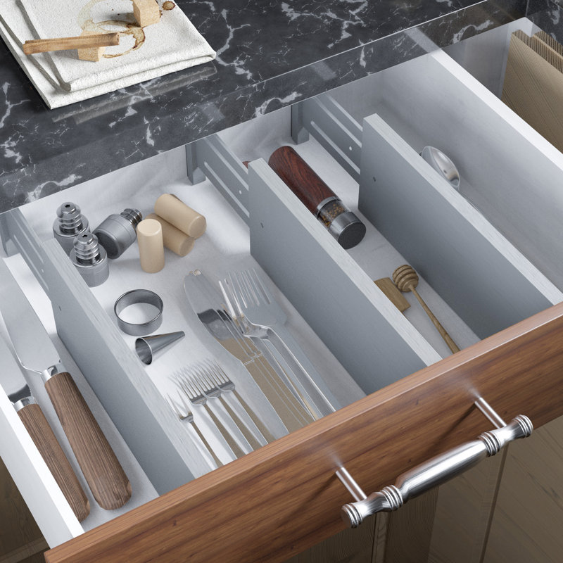  Ensemble de 4 séparateurs de tiroirs en bambou, organisateurs de tiroirs extensibles réglables pour le rangement des vêtements et des commodes