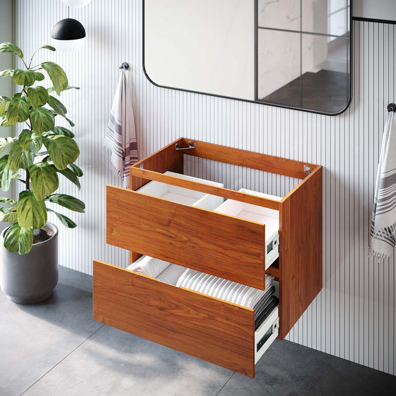 Base de meuble-lavabo simple 29 po fixée au mur en orange seulement