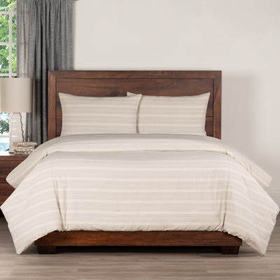Birch Lane Ticking Stripe Pewter Farmhouse Duvet Cover Set