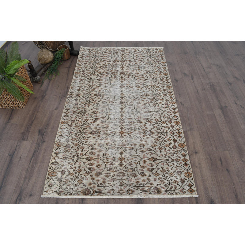 Vintage Wool Patchwork Accent Rug, 39.4x72.8 Inch Brown Rug