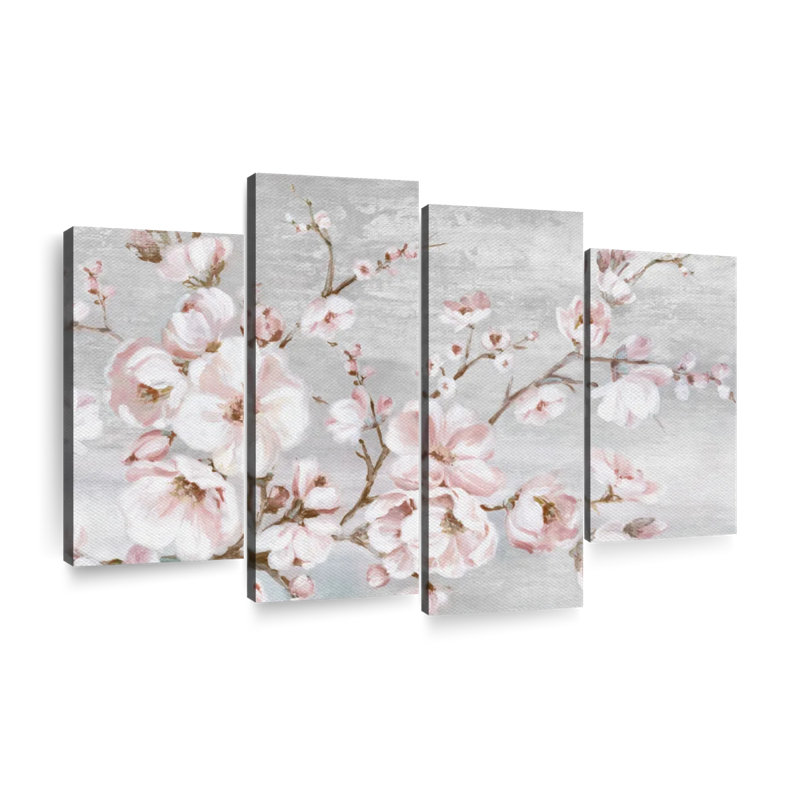 Printemps, fleurs de cerisier sur toile, ensemble de 4 pièces, H 22 po x l 36 po x P 1 po