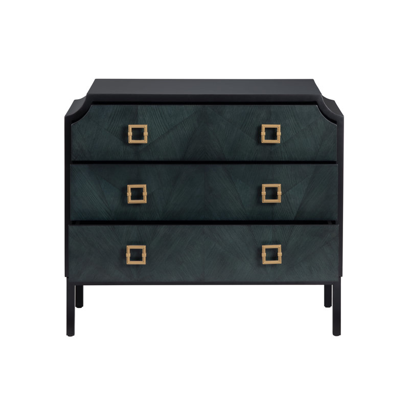 Black And Navy 3-Drawer Chest