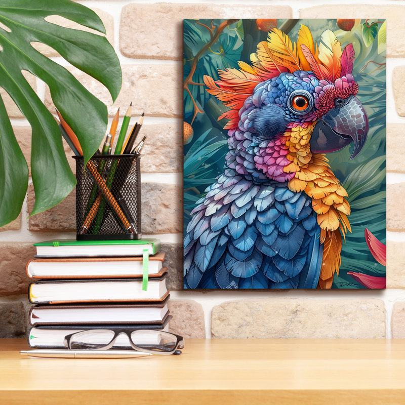 Toile épique «Parrot In Multicolor» par Momart, H 16 po x l 12 po x P 0,75 po