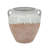 Round Terracotta Vase with Distressed White Tan Finish