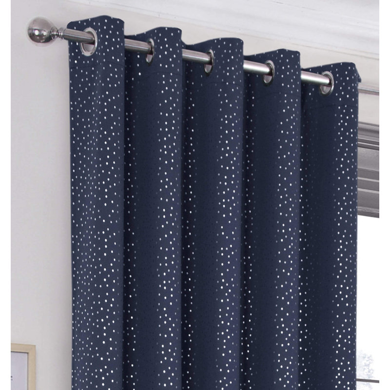 Alexiss Blackout Curtain Pair, Navy Blue, 165 W x 183 D cm