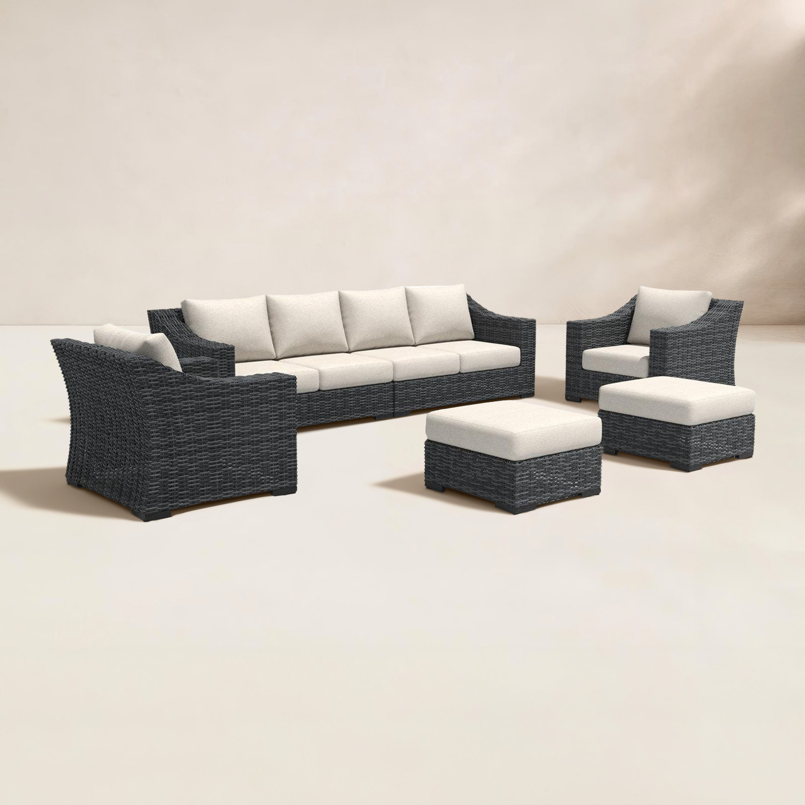 Eloisa Wicker 8 - Person Patio Conversation Set with Cushions, Gray