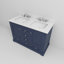 Meuble-lavabo double bleu marine 48 po X P 22 po D, dessus en quartz blanc et ensemble de robinet