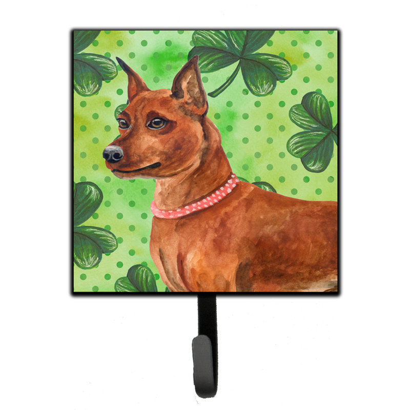 Markle Metal Wall Organizer with Key Hooks, Miniature Pinscher, Orange/Green