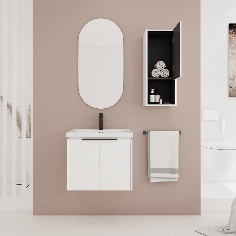 Meuble-lavabo mural avec lavabo en céramique