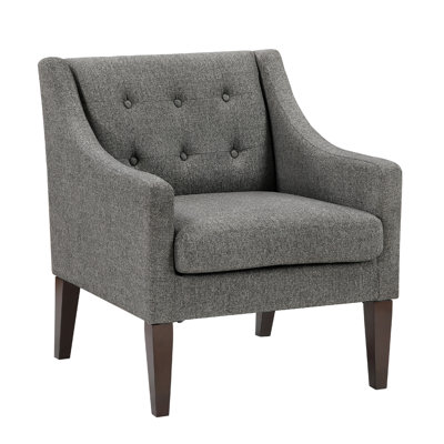 Ginna Accent Armchair, Button Tufted Sea Polyester, Brown Legs