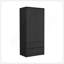 Armoire, garde-robe avec deux tiroirs, tringle, noir-2020440214