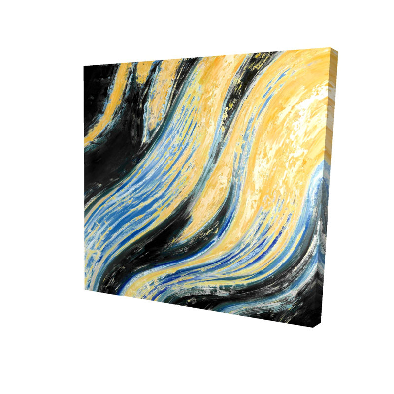 Wavy Wave - Yellow Canvas Shape Art for Home Decor