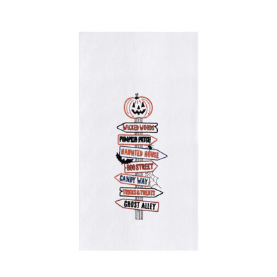 Serviette d'Halloween brodée citrouille