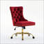 Chaise de bureau moderne rembourrée en velours capitonnée avec base en métal doré, réglable et pivotante pour plus de confort et de style-49096654-49096690