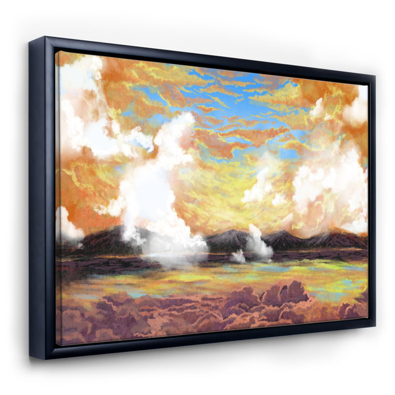 «Mysterious Morning Clouds dessus du lac», reproduction d'art sur toile, Toile avec cadre noir, H 12 po x l 20 po x P 1 po