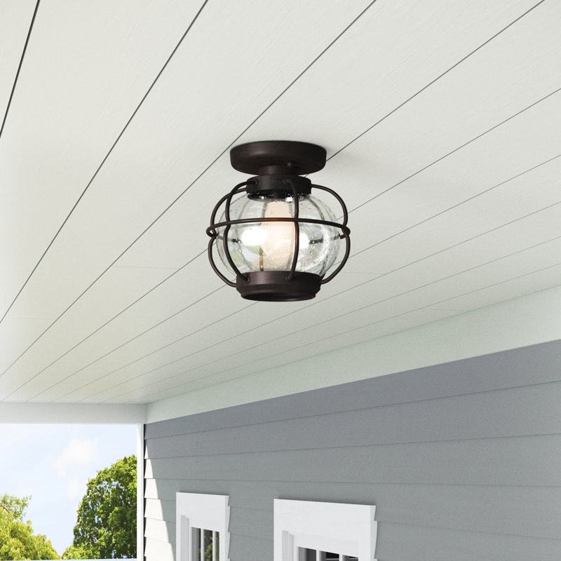 Smithboro Oil Rubbed Bronze 1 - Bulb Outdoor Semi Flush Mount
