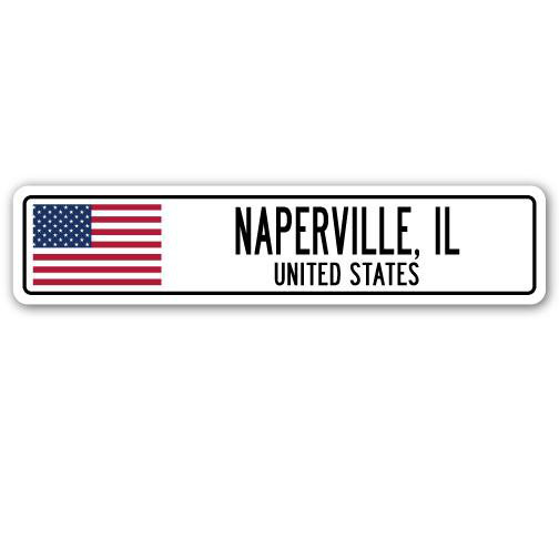 Panneau de signalisation en aluminium de Naperville, Il, États-Unis, H 4 po x l 18 po x P 1 po