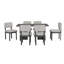 Ensemble de salle à manger rectangulaire en bois massif Farmhouse avec 6 chaises rembourrées, 6 places, gris classique, 60 pouces