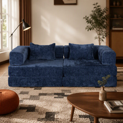 Canapé-lit convertible à plancher à compression avec structure fixe, canapé modulaire désossé sans assemblage, idéal pour divers espaces de vie