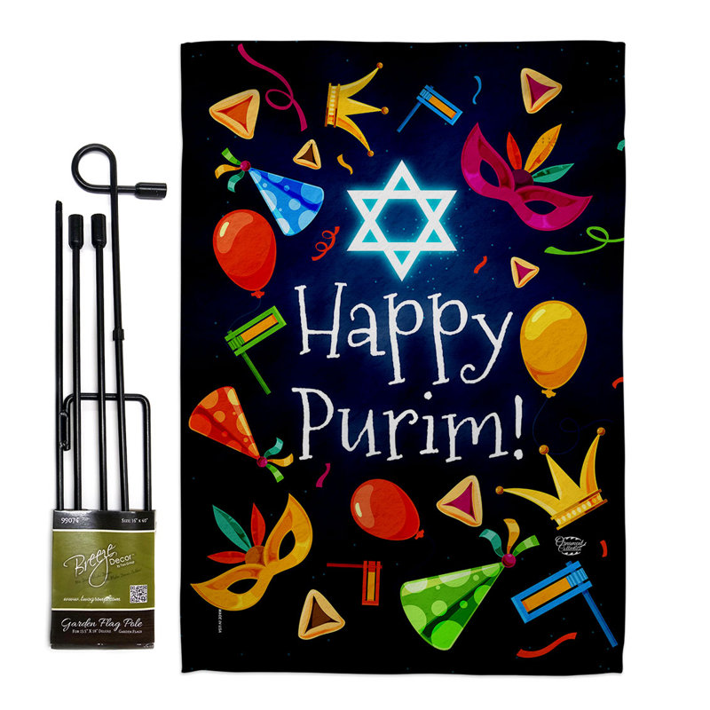 Ensemble de drapeaux en polyester 19 x 13 po Happy Pourim