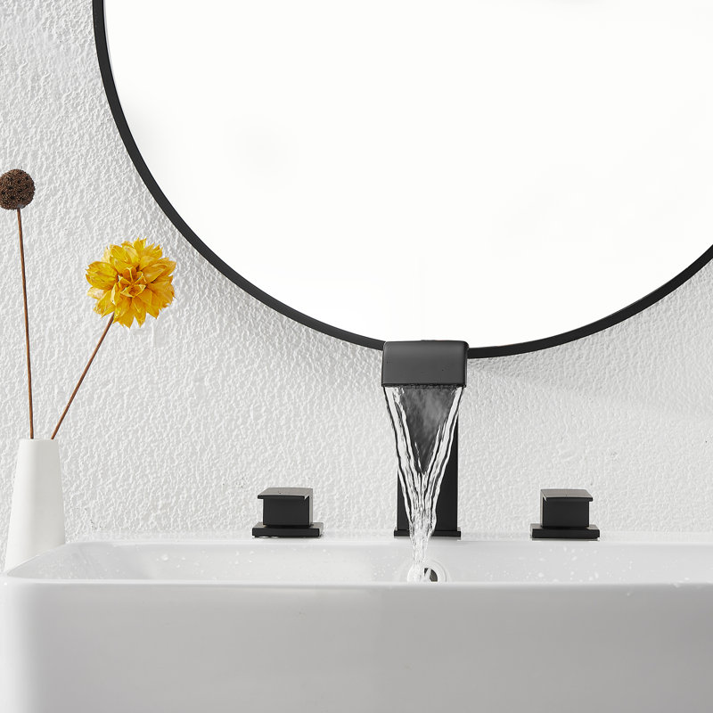 2-handle Bathroom Faucet with Drain Assembly, Black