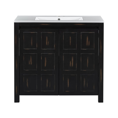 72" Bathroom Vanity Set with Ceramic Sinks and Soft-Close Doors
