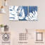 Ensemble de 3 panneaux d'art mural - "Tropical Indigo Impressions I" par June Erica Vess pour décoration de salon, de chambre à coucher ou de bureau 