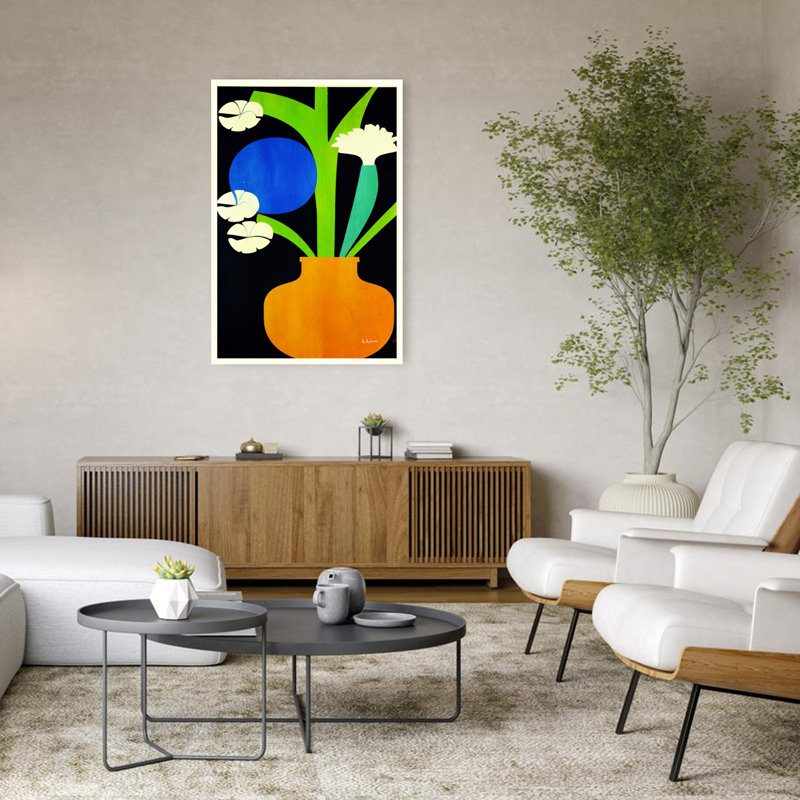 Reproduction d'art mural moderne et moderne à motif floral abstrait, H 48 po x l 32 po