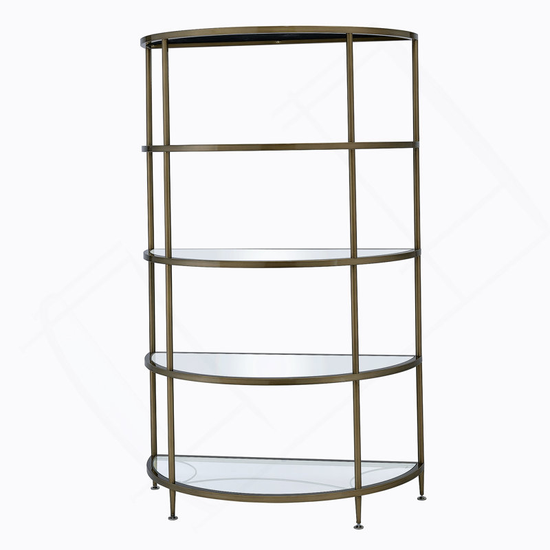 Élégant support à 5 niveaux en miroir avec une conception en demi-cercle, parfait pour les solutions de rangement modernes et élégantes.