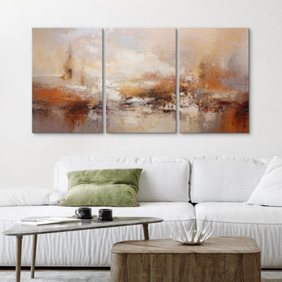 Grunge Abstract Paint Stroke Effect " Vibrant Red And Orange Stroke " 3 - Pieces