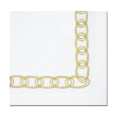Chain Embroidered Linen Napkin