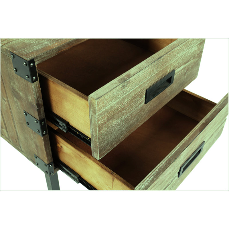 Antique Reclaimed Wood Grey Trunk Table And Side Table S/3