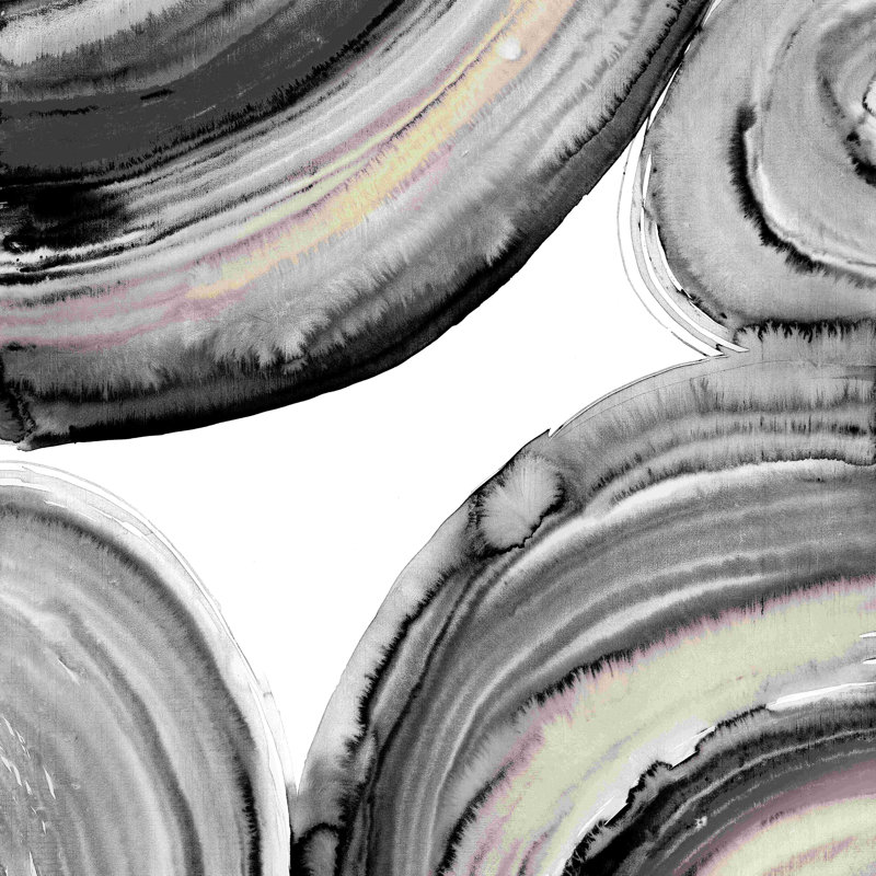«Gray Abstract Circles 2», reproduction sur toile tendue, H 12 po x l 12 po