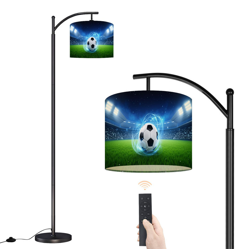 Lampe sur pied à arc avec abat-jour réglable Ballon de soccer incandescent Stade stade Veilleuses à effets de mouvement Lampe sur pied 3 températures de couleur Dimmable Lampe sur pied avec interrupteur au pied pour la chambre à coucher