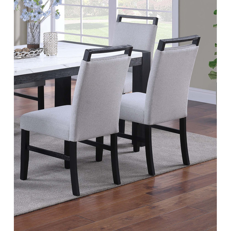 Dining Table And 6X Side Chairs Faux Marble Top Table Handle Back Chair Wooden 7Pc Dining Set