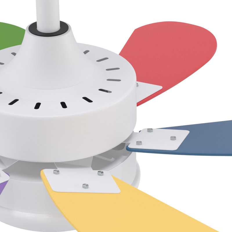 Alisha-Ann 75cm Ceiling Fan with Light Kit, White with Multicolour Blades