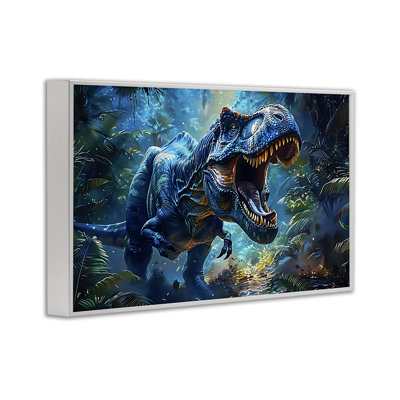 Blue Toned Dinosaur Roar Framed Giclee, design by Creative Studio