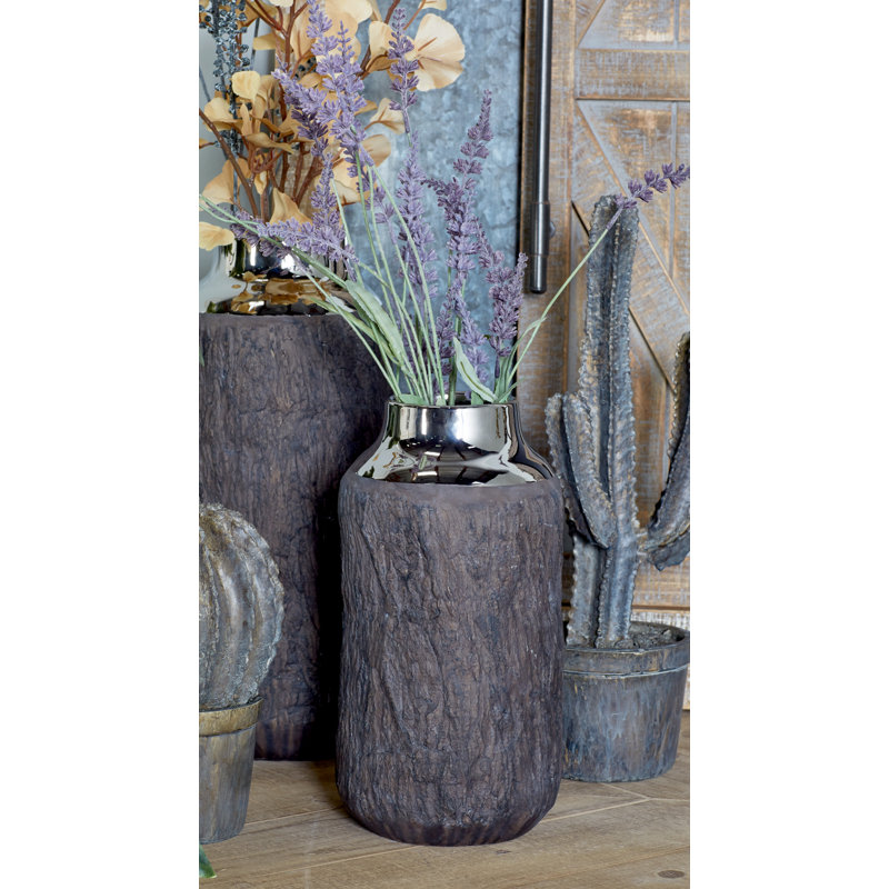 Wilclay Stoneware Table Vase, Silver, 10" H x 5" W x 5" D