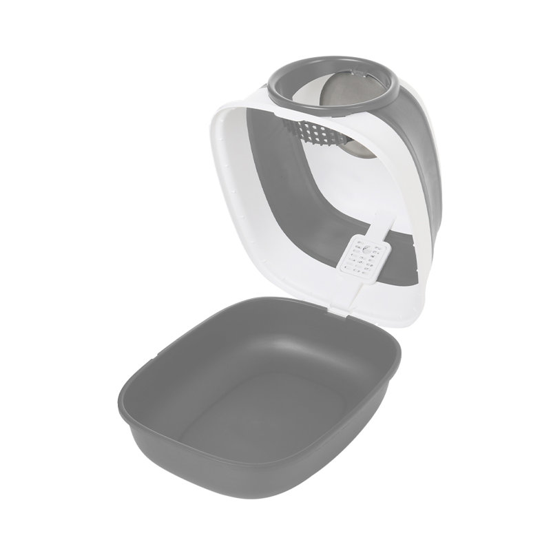 Polyethylene Plastic Enclosed Litter Box with Scoop, Grey