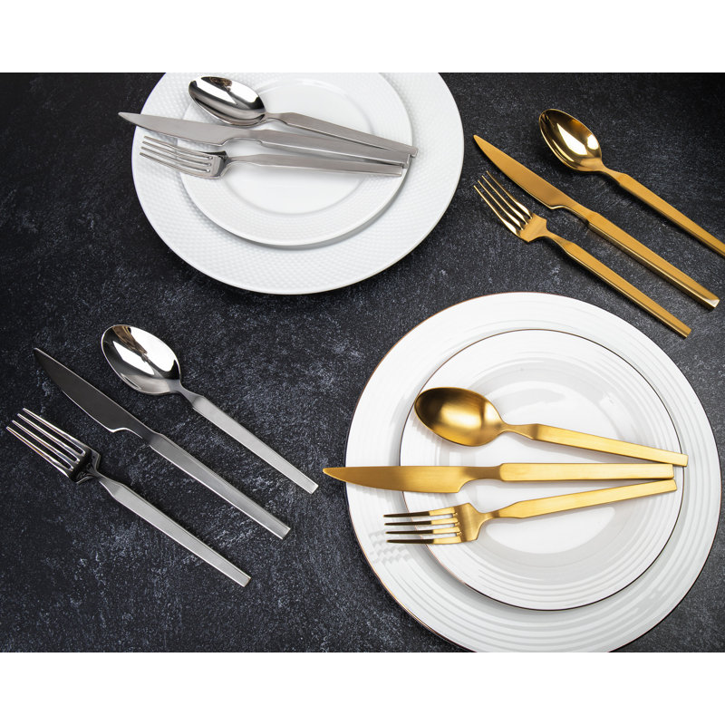 Podium Mirrored Silver Stainless Steel 20-Piece Flatware Set