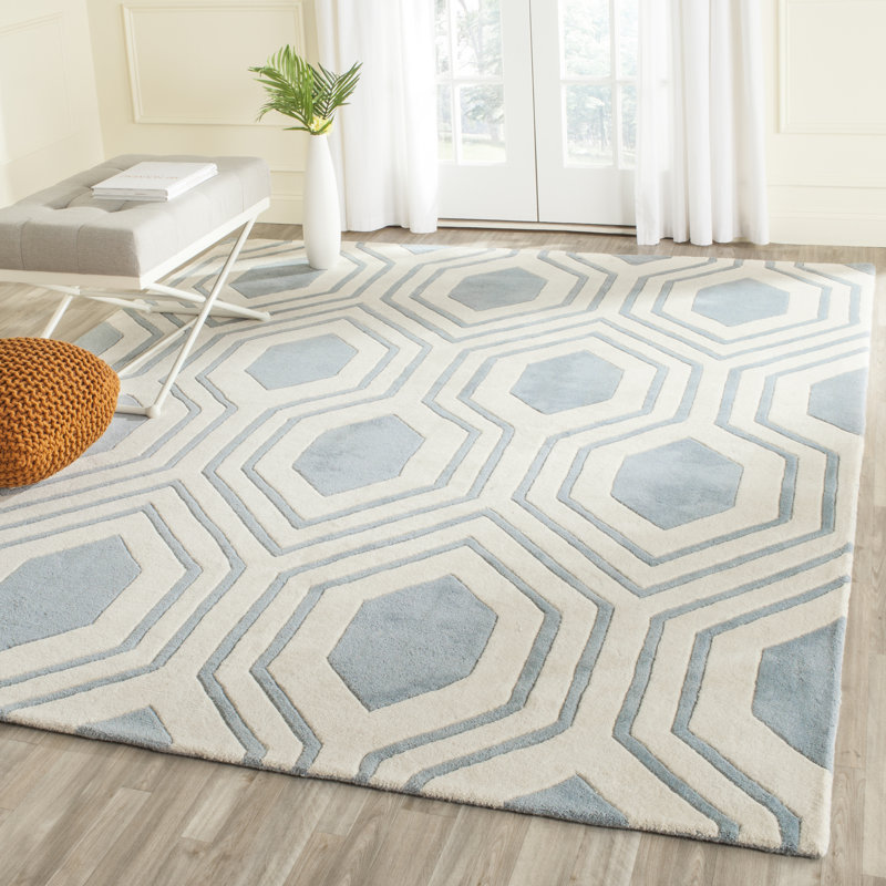 Deedie Hand Tufted Wool Geometric Rug, Rectangle 5' x 8'