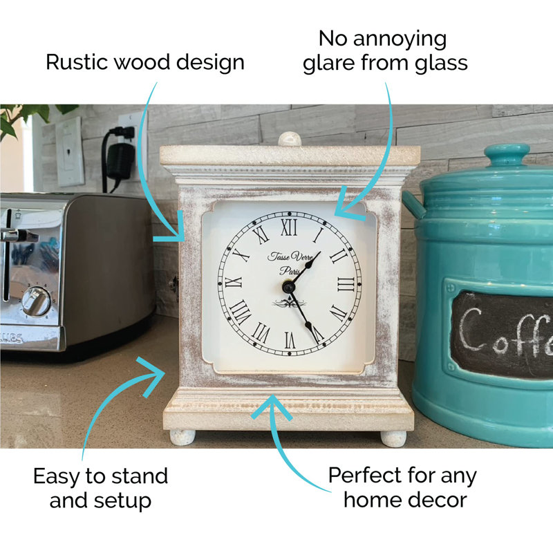 Analog Wood Electric Tabletop Clock White