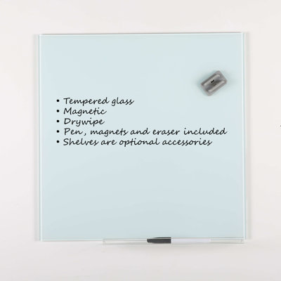 Frameless Magnetic Dry-Erase Board with Metal Backing, Wall Mount + Marker & 4 Magnetic Pins – Home, Office, Kids, School (White)