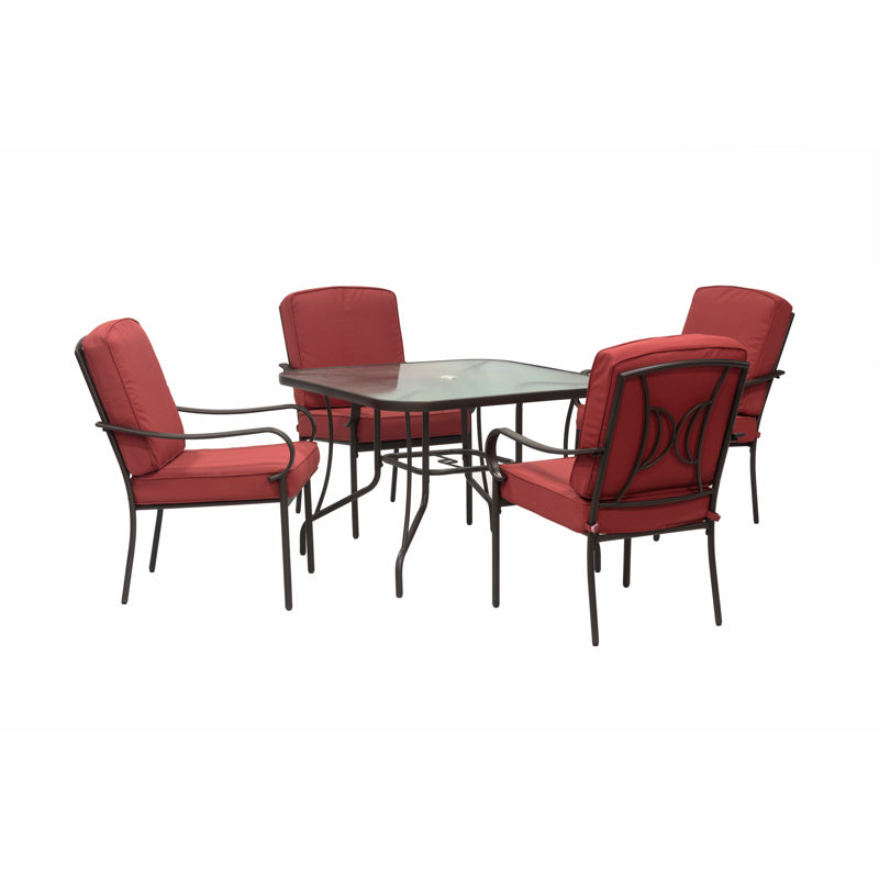Ensemble de salle à manger carré pour 4 personnes 40 "de long avec coussins Square, Rouge