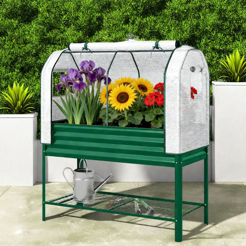 Jardinières en métal durables avec rangement, lit de jardin spacieux, extérieur moderne