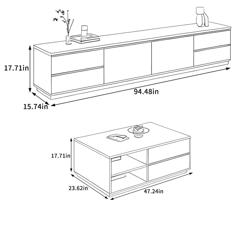 Ensemble de table basse et meuble télé Modern Minimalist