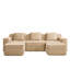 Désossé, modulaire en forme de U à 3 sièges, chameau velours côtelé, sans assemblage, sièges confortables, canapé modulaire large, velours côtelé modulaire ultra doux, coussins décoratifs et 2 repose-pieds